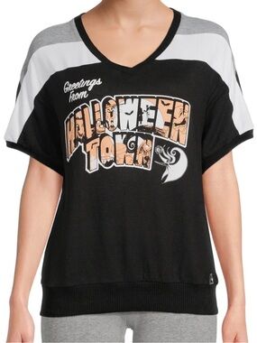 🔴 NIGHTMARE BEFORE CHRISTMAS Graphic Short Sleeve Sweatshirt - Black & Gray